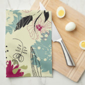Pastel Tones Retro Floral Design Theedoek (Quarter Fold)