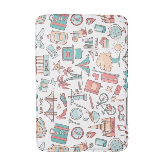 Pastel Tourist Pattern Badmat (Voorkant Verticaal)