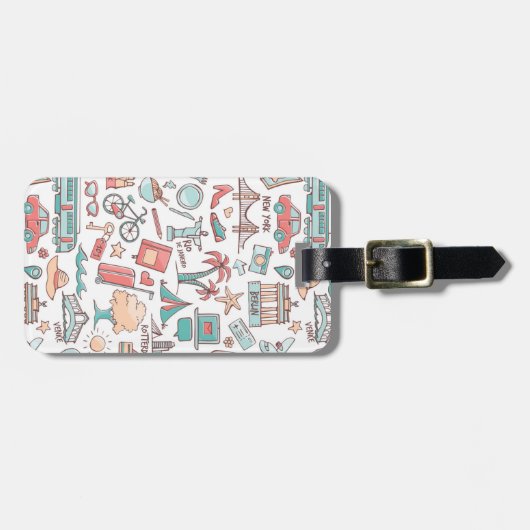 Pastel Tourist Pattern Bagagelabel (Voorkant horizontaal)