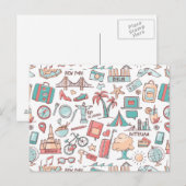 Pastel Tourist Pattern Briefkaart (Voorkant / Achterkant)