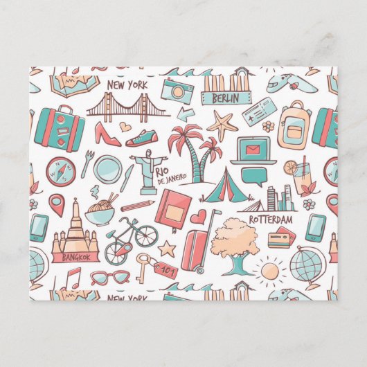 Pastel Tourist Pattern Briefkaart (Voorkant)