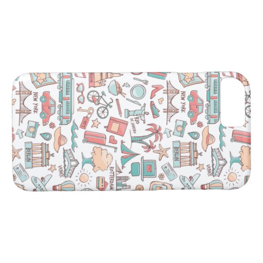 Pastel Tourist Pattern Case-Mate iPhone Case (Achterkant (Horizontaal))
