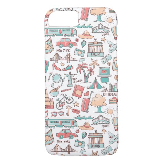 Pastel Tourist Pattern Case-Mate iPhone Case (Achterkant)