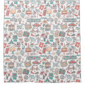 Pastel Tourist Pattern Douchegordijn (Voorkant)