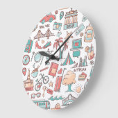 Pastel Tourist Pattern Grote Klok (Hoek)