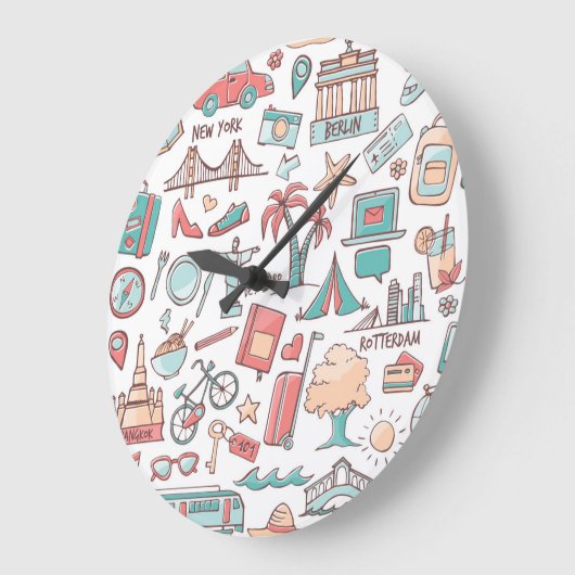 Pastel Tourist Pattern Grote Klok (Hoek)
