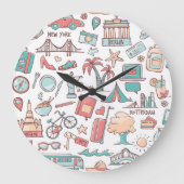 Pastel Tourist Pattern Grote Klok (Voorkant)