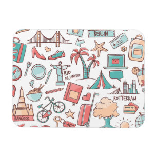 Pastel Tourist Pattern Magneet