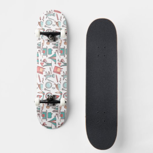 Pastel Tourist Pattern Persoonlijk Skateboard (Voorkant)