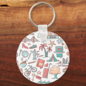 Pastel Tourist Pattern Sleutelhanger (Voorkant)