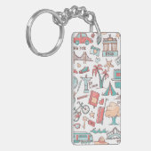 Pastel Tourist Pattern Sleutelhanger (Voorkant Links)