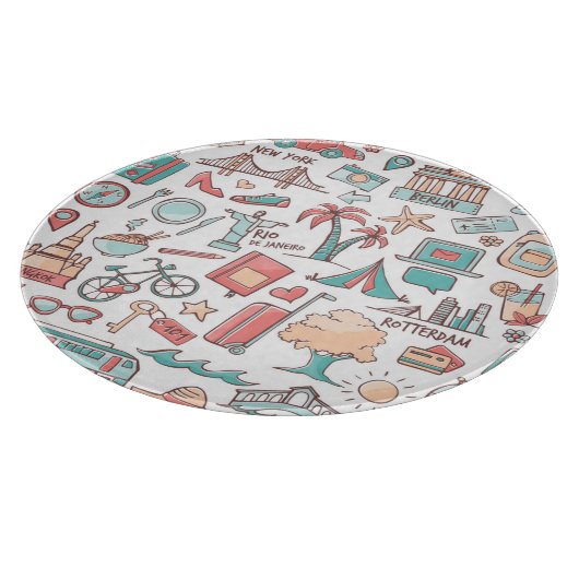 Pastel Tourist Pattern Snijplank (Hoek)