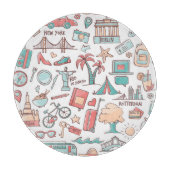 Pastel Tourist Pattern Snijplank (Voorkant)