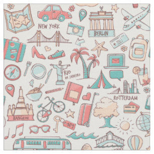 Pastel Tourist Pattern Stof