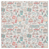 Pastel Tourist Pattern Stof (Swatch)