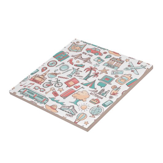 Pastel Tourist Pattern Tegeltje (Zijkant)