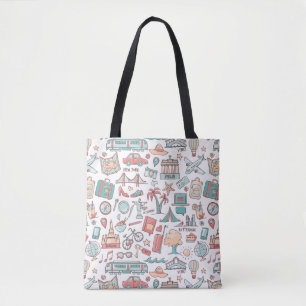 Pastel Tourist Pattern Tote Bag