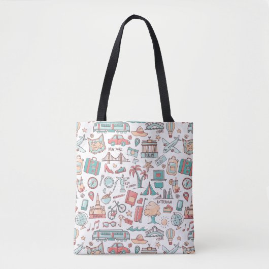 Pastel Tourist Pattern Tote Bag (Voorkant)
