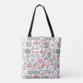 Pastel Tourist Pattern Tote Bag (Achterkant)