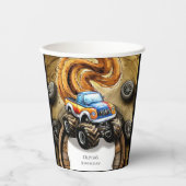 Pastel Track Monster Truck Verjaardag Papieren Bekers (Voorkant)
