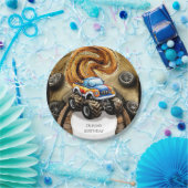 Pastel Track Monster Truck Verjaardag Papieren Bordje (Feest)