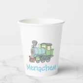 Pastel Train upsherin cup Papieren Bekers (Voorkant)