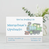 Pastel Train upsherin uitnodiging (Staand voorkant)