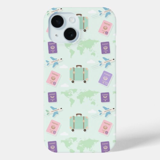 Pastel Travel Accessories Doodle iPhone Case – Cut (Achterkant)