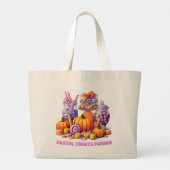 Pastel Treats Parade – Schattige Snoep & pompoen Grote Tote Bag (Achterkant)