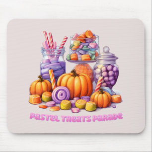 Pastel Treats Parade – Schattige Snoep & pompoen Muismat