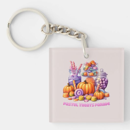 Pastel Treats Parade – Schattige Snoep & pompoen Sleutelhanger (Voorkant)
