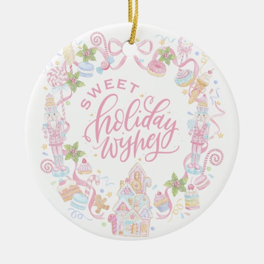 Pastel Treats | Sweet Holiday Wishes Keramisch Ornament (Voorkant)