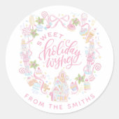 Pastel Treats | Sweet Holiday Wishes Ronde Sticker (Voorkant)