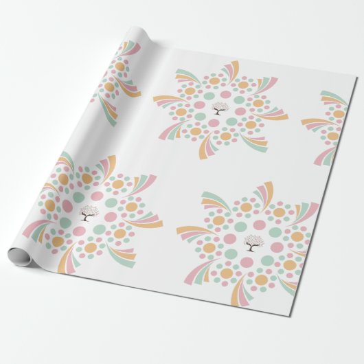Pastel Tree of Life Mandala Cadeaupapier (Uitgerold)