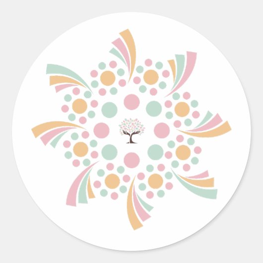 Pastel Tree of Life Mandala Ronde Sticker (Voorkant)