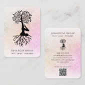 *~* Pastel Tree of Life Yoga QR code Glitter Visitekaartje (Voorkant / Achterkant)