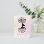 *~* Pastel Tree of Life Yoga QR code Glitter Visitekaartje (Staand voorkant)