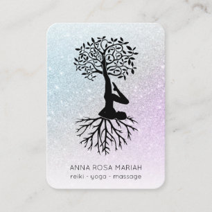 *~* Pastel Tree of Life Yoga Woman Man QR Visitekaartje