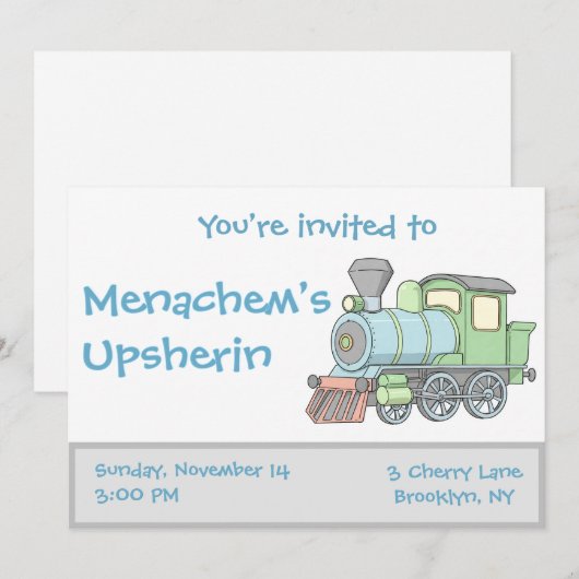 Pastel trein upsherin uitnodiging (Voorkant / Achterkant)