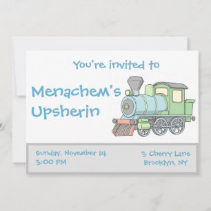 Pastel trein upsherin uitnodiging