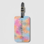 Pastel Trendy Modern Chic Fancy Calligrafie Bagagelabel (Voorkant (verticaal))