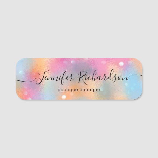 Pastel Trendy Modern Chic Fancy Calligrafie Naamplaatje (Voorkant)