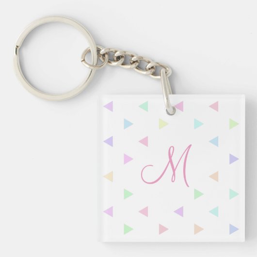 Pastel Triangles Pattern Multicolor Sleutelhanger (Voorkant)