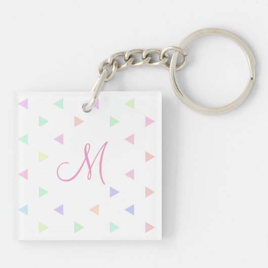 Pastel Triangles Pattern Multicolor Sleutelhanger (Achterkant)