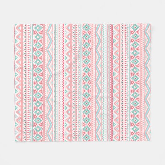 Pastel Tribal Pattern Fleece Blanket, medium (Voorkant (Horizontaal))