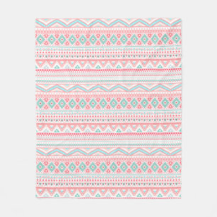 Pastel Tribal Pattern Fleece Blanket, medium Deken