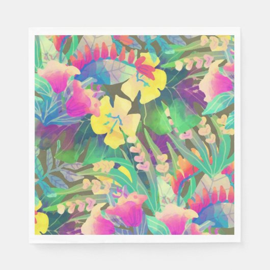 Pastel Tropical Flowers Servet (Voorkant)