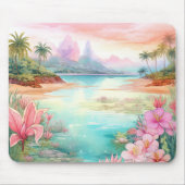 Pastel Tropical Island Beach Sunset Mountains Muismat (Voorkant)