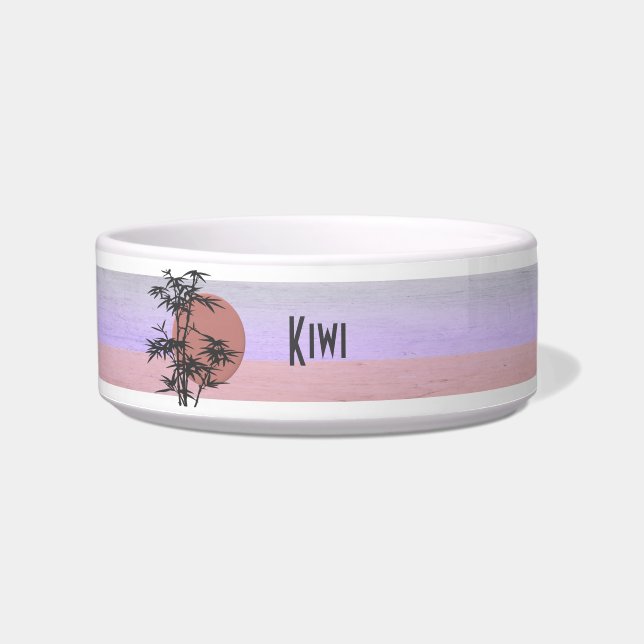 Pastel Tropical Monogrammed Name Pet Bowl Voerbakje (Voorkant)