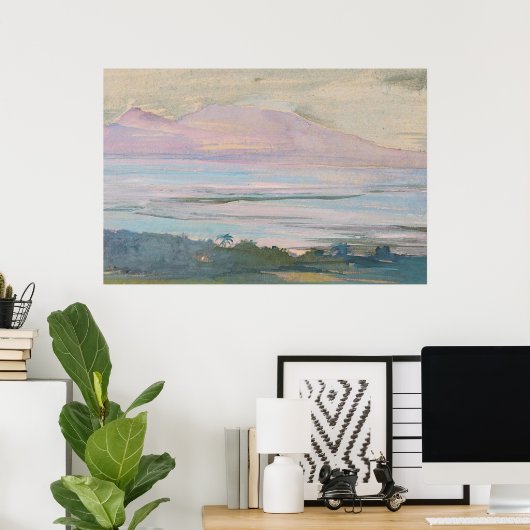 Pastel Tropical Seascape Art Poster (Thuiskantoor)